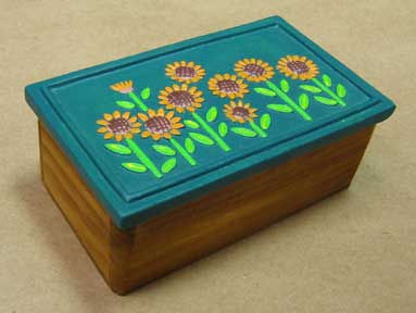 Decorative Wooden Boxes - Hand Painted Ceramic Lid